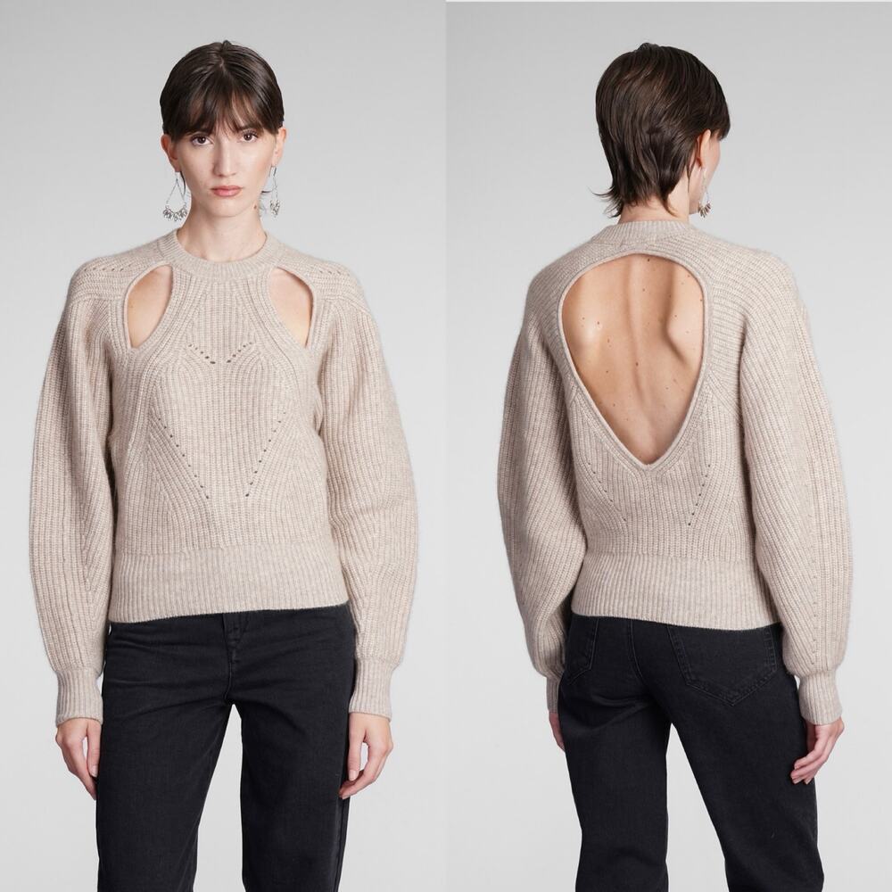 Isabel Marant Palma Sweater Beige Cashmere Wool Open Back Boho Preppy Size 6